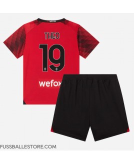 Günstige AC Milan Theo Hernandez #19 Heimtrikotsatz Kinder 2023-24 Kurzarm (+ Kurze Hosen)
